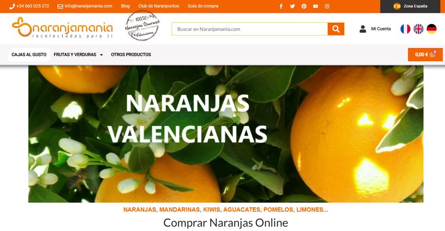Captura de la tienda Naranjamania